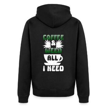 Weed, Café, Cannabis, Stoner, Caféine, Ganja - Veste à capuche bio Premium Unisexe - noir - Dos - Nico (187cm)