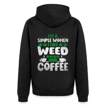 Weed, Café, Cannabis, Stoner, Caféine, Ganja - Veste à capuche bio Premium Unisexe - noir - Dos - Nico (187cm)