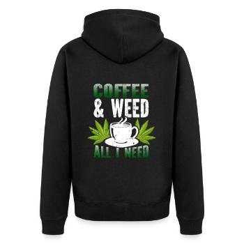 Weed, Café, Cannabis, Stoner, Caféine, Ganja - Veste à capuche bio Premium Unisexe - noir - Dos - Nico (187cm)