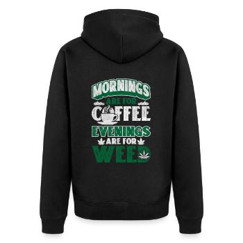 Weed, Café, Cannabis, Stoner, Caféine, Ganja - Veste à capuche bio Premium Unisexe - noir - Dos - Nico (187cm)