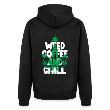 Weed, Café, Cannabis, Stoner, Caféine, Ganja - Veste à capuche bio Premium Unisexe - noir - Dos - Nico (187cm)