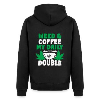 Weed, Café, Cannabis, Stoner, Caféine, Ganja - Veste à capuche bio Premium Unisexe - noir - Dos - Nico (187cm)
