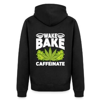 Weed, Café, Cannabis, Stoner, Caféine, Ganja - Veste à capuche bio Premium Unisexe - noir - Dos - Nico (187cm)
