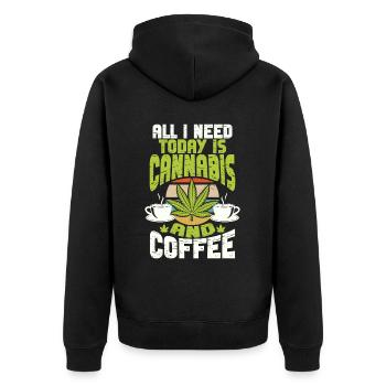 Weed, Café, Cannabis, Stoner, Caféine, Ganja - Veste à capuche bio Premium Unisexe - noir - Dos - Nico (187cm)