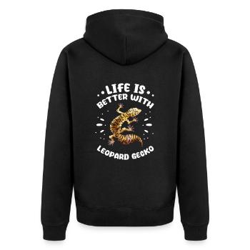 Gecko Salamander Lizard Reptile Gift - Unisex Premium Organic Zip Hoodie - black - Back - Nico (187cm)