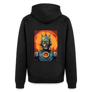 Invasion de robot rétro de dessin animé Art déco - Veste à capuche bio Premium Unisexe - noir - Dos - Nico (187cm)