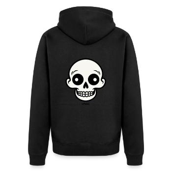 Crâne de dessin animé rétro simple - Veste à capuche bio Premium Unisexe - noir - Dos - Nico (187cm)