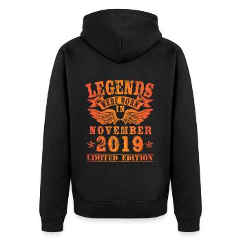 Legends were born in November 2019 Geburtstag - Unisex Premium Bio Zip Hoodie - Schwarz - Hinten - Nico (187cm)