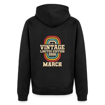 18e anniversaire mars Vintage 2006 idée cadeau - Veste à capuche bio Premium Unisexe - noir - Dos - Nico (187cm)