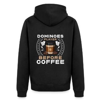 Dominoes Player Before Domino Game Coffee Lover - Unisex Premium Bio Zip Hoodie - Schwarz - Hinten - Nico (187cm)