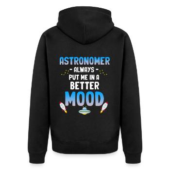Astronomie Hat Mich Immer In Eine Bessere - Unisex Premium Bio Zip Hoodie - Schwarz - Hinten - Nico (187cm)