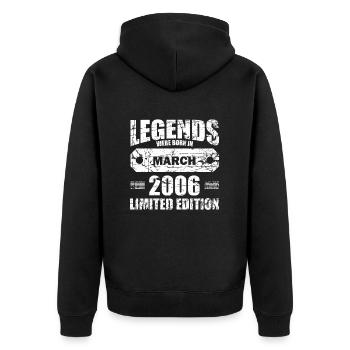 18e anniversaire mars Vintage 2006 idée cadeau - Veste à capuche bio Premium Unisexe - noir - Dos - Nico (187cm)