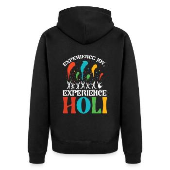 Happy Holi Greetings Hinduism Indian Festival - Unisex Premium Organic Zip Hoodie - black - Back - Nico (187cm)