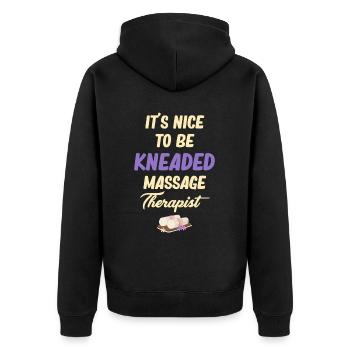 It's nice to be kneaded, - Unisex Premium Organic Zip Hoodie - black - Back - Nico (187cm)