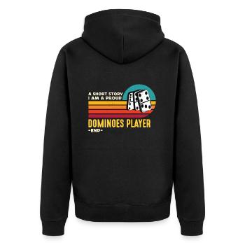 Joueur de dominos Une histoire courte Je suis un amateur de dominos - Veste à capuche bio Premium Unisexe - noir - Dos - Nico (187cm)