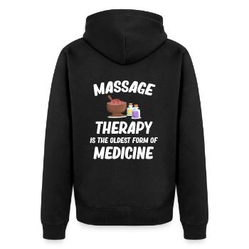 Massage therapy is the oldest form of - Unisex Premium Organic Zip Hoodie - black - Back - Nico (187cm)