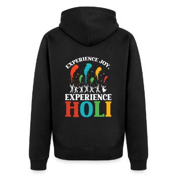 Happy Holi Greetings Hinduism Indian Festival - Unisex Premium Organic Zip Hoodie - black - Back - Nico (187cm)