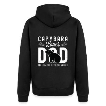 Capybara Lover Dad The Idol The Myth The Pet Owner - Unisex Premium Organic Zip Hoodie - black - Back - Nico (187cm)
