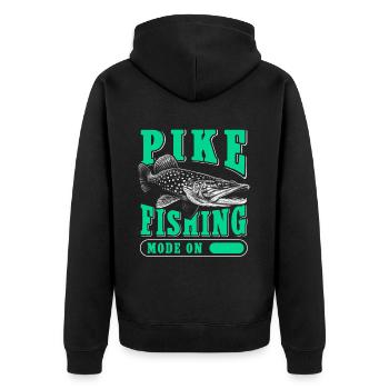Hecht Angeln Hechtangeln Angler Fischen Geschenk - Unisex Premium Bio Zip Hoodie - Schwarz - Hinten - Nico (187cm)