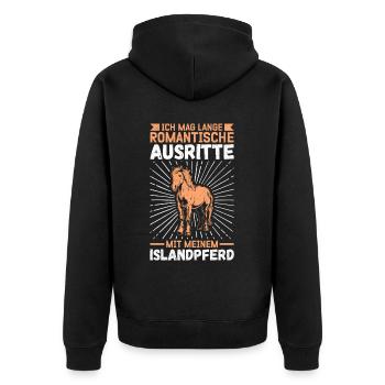 Islandpferd Isländer Islandpony Isi Geschenk - Unisex Premium Bio Zip Hoodie - Schwarz - Hinten - Nico (187cm)