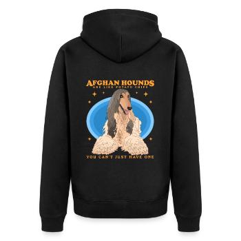 Afghanischer Windhund Hund Hundebesitzer Geschenk - Unisex Premium Bio Zip Hoodie - Schwarz - Hinten - Nico (187cm)