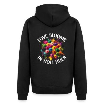 Happy Holi Greetings Hinduism Indian Festival - Unisex Premium Organic Zip Hoodie - black - Back - Nico (187cm)