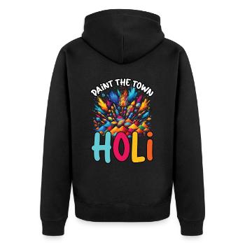 Happy Holi Greetings Hinduism Indian Festival - Unisex Premium Organic Zip Hoodie - black - Back - Nico (187cm)