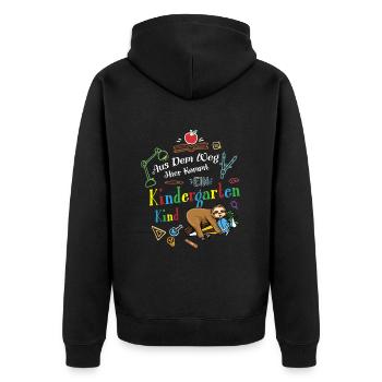 Aus Der Weg Hier Kommt Ein Kindergartenkind - Unisex Premium Bio Zip Hoodie - Schwarz - Hinten - Nico (187cm)