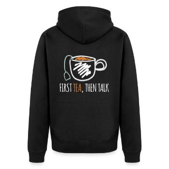 Teapot Tea Cup Tea Mug Tea Bag - Unisex Premium Organic Zip Hoodie - black - Back - Nico (187cm)