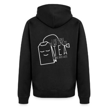 Tea Cup Misanthrope Teapot Tea Bag - Unisex Premium Organic Zip Hoodie - black - Back - Nico (187cm)