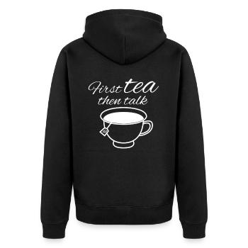 Tea Bag Teapot Tea Cup Tea Mug - Unisex Premium Organic Zip Hoodie - black - Back - Nico (187cm)
