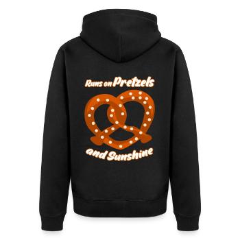 Pretzel - Unisex Premium Bio Zip Hoodie - Schwarz - Hinten - Nico (187cm)