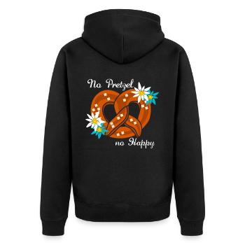 Pretzel Bavaria Pretzels - Unisex Premium Bio Zip Hoodie - Schwarz - Hinten - Nico (187cm)