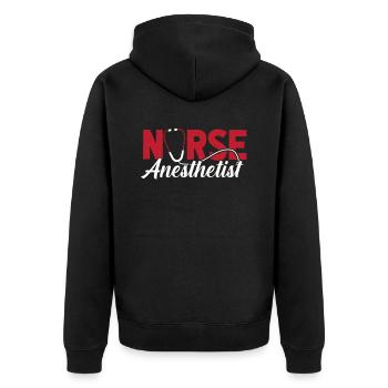 Krankenschwester Nurse Anesthetist - Unisex Premium Organic Zip Hoodie - black - Back - Nico (187cm)