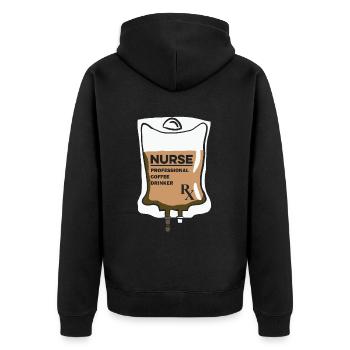 Krankenschwester Kaffee - Unisex Premium Bio Zip Hoodie - Schwarz - Hinten - Nico (187cm)