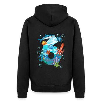 6e anniversaire créatures marines - Veste à capuche bio Premium Unisexe - noir - Dos - Nico (187cm)