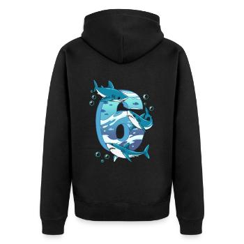 Requin du 6e anniversaire - Veste à capuche bio Premium Unisexe - noir - Dos - Nico (187cm)