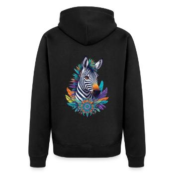 Conception de Mandala zèbre avec des symboles spirituels - Veste à capuche bio Premium Unisexe - noir - Dos - Nico (187cm)