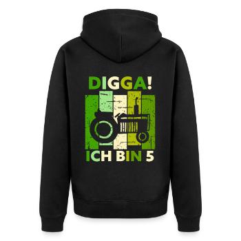 5th Birthday Boy Tractor Gift Farmer - Unisex Premium Organic Zip Hoodie - black - Back - Nico (187cm)