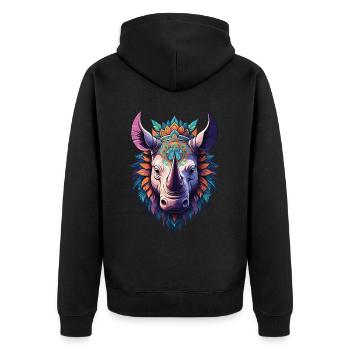 Rhinocéros Mandala Dream Catcher Design - Veste à capuche bio Premium Unisexe - noir - Dos - Nico (187cm)