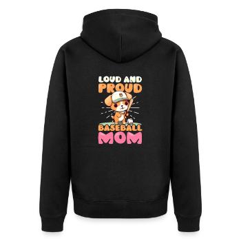 Baseball-Mutter Laute Stolze Baseball-Mutter - Unisex Premium Bio Zip Hoodie - Schwarz - Hinten - Nico (187cm)