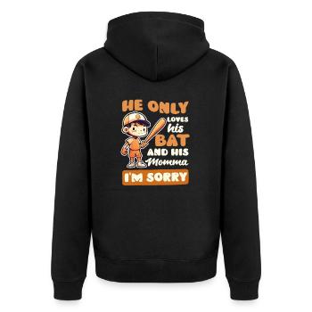 Baseball-Mutter Liebt Schläger Und Seine Mama - Unisex Premium Bio Zip Hoodie - Schwarz - Hinten - Nico (187cm)