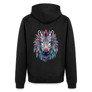 Conception de mandala zèbre dans le style bohème - Veste à capuche bio Premium Unisexe - noir - Dos - Nico (187cm)
