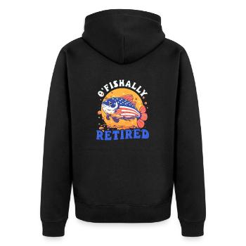 Fischer O'Fishally im Ruhestand - Unisex Premium Bio Zip Hoodie - Schwarz - Hinten - Nico (187cm)