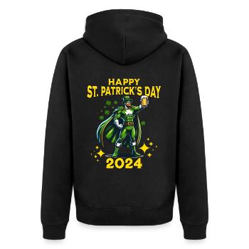 Fête de la Saint-Patrick 2024 - Veste à capuche bio Premium Unisexe - noir - Dos - Nico (187cm)