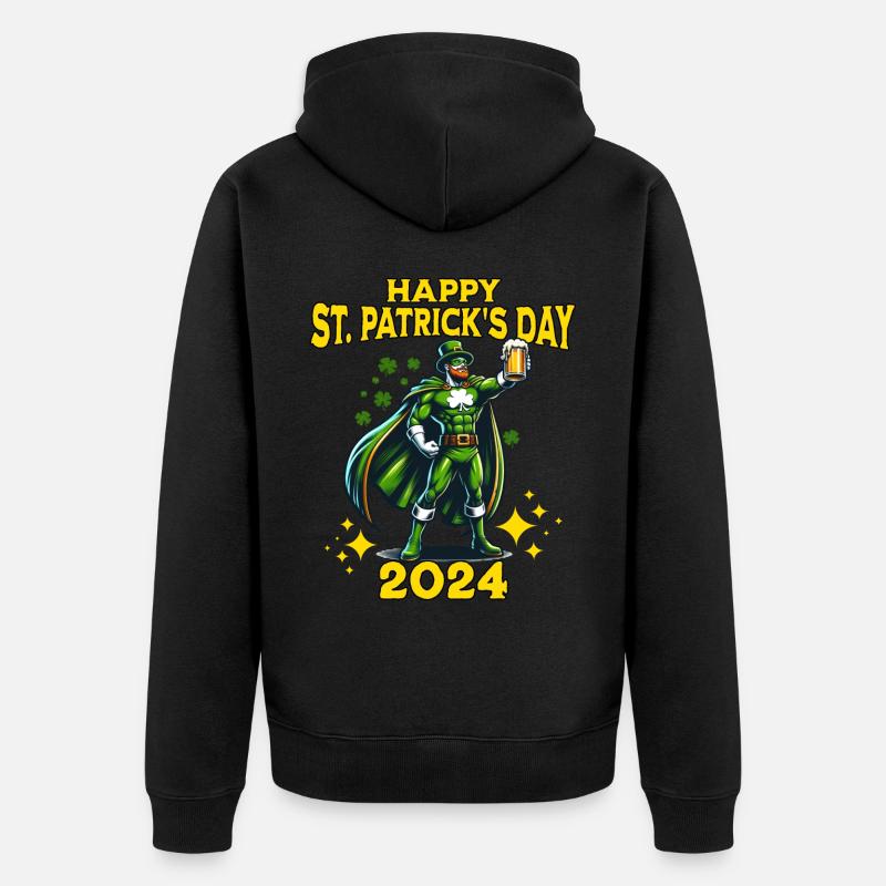 Fête de la Saint-Patrick 2024 - Veste à capuche bio Premium Unisexe - noir