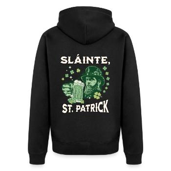 St. Patrick's Day Slainte - Unisex Premium Organic Zip Hoodie - black - Back - Nico (187cm)