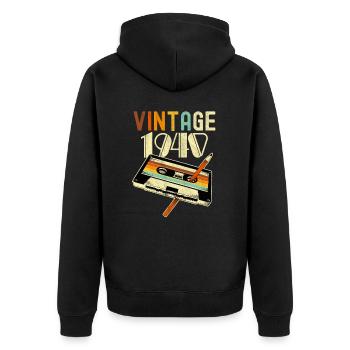 Anniversaire des années 1940 né dans les années 1940 rétro Vintage - Veste à capuche bio Premium Unisexe - noir - Dos - Nico (187cm)