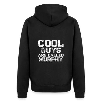 Cool guys are called Murphy - Unisex Premium Organic Zip Hoodie - black - Back - Nico (187cm)