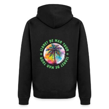 Lloret De Mar Tour Urlaub Plame Bunt - Unisex Premium Bio Zip Hoodie - Schwarz - Hinten - Nico (187cm)